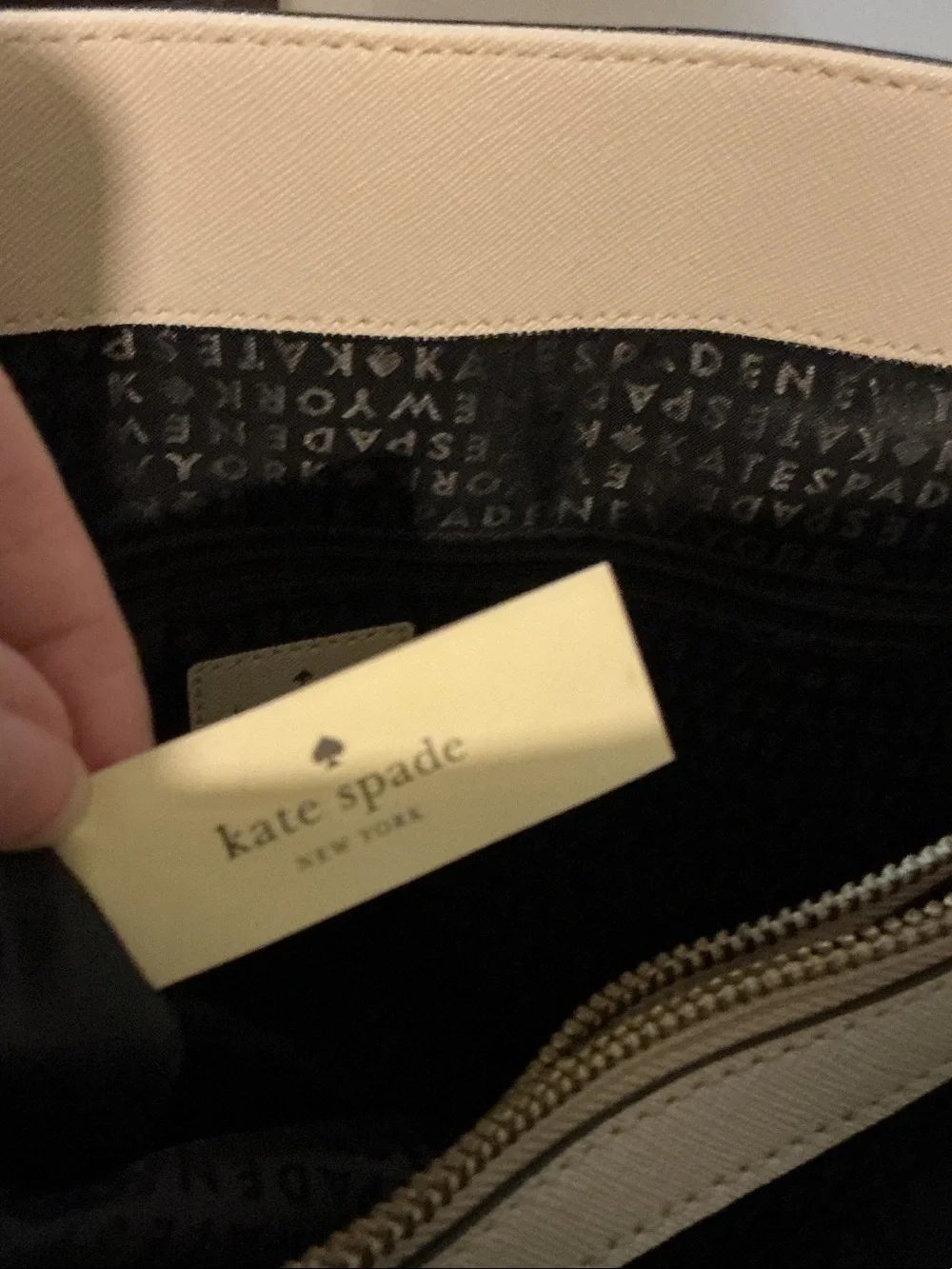 kate spade NY Cove Street Colorblock Airel Cream and Black Satchel Tote EUC